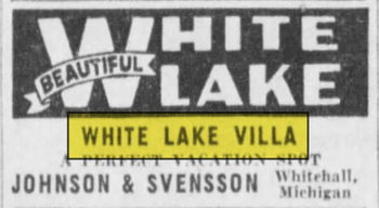 White Lake Villa Resort - June 1938 Ad